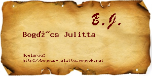 Bogács Julitta névjegykártya